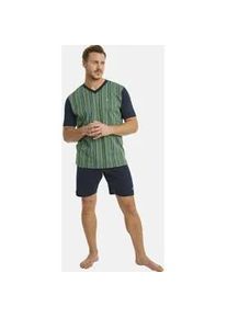 Shorty Jan Vanderstorm "Kurzer Schlafanzug HELMWALD" Gr. XL, blau (dunkelblau gestreift) Herren Homewear-Sets mit elastischem Hosenbund