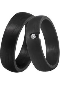 Trauring DOOSTI "Schmuck Geschenk CARBON Ehering Partnerring LIEBE" Fingerringe Gr. 54, mit Zirkonia, Carbon, 6mm, schwarz (schwarz, weiß) wahlweise mit oder ohne Zirkonia