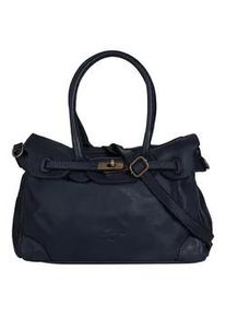 Shopper Samantha Look Gr. B/H/T: 35cm x 25cm x 16cm onesize, blau Damen Taschen echt Leder, Made in Italy