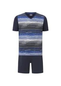 Schlafanzug Jan Vanderstorm "Kurzer AUDUN" Gr. XXXL, blau (blau grau) Herren Homewear-Sets mit komfortablem Gummibund