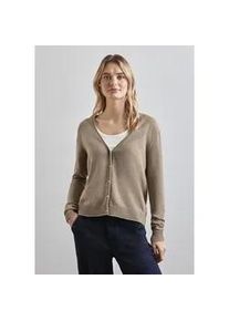 Cardigan Street One Gr. 42, mocha glow meliert Damen Strickjacken mit V-Ausschnitt