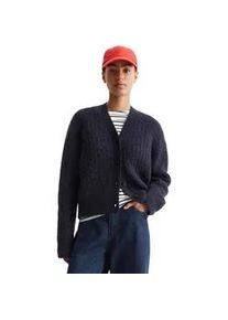 Marc O'Polo Cardigan MARC O'POLO DENIM "aus gebürstetem Schurwolle-Mohair-Mix" Gr. L, blau Damen Strickjacken