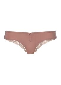 Lascana Brasilslip violett Gr. 32/34 für Damen. Mit Spitze, Schleife. Körpernah