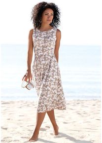 Beach Time BEACHTIME Midikleid mehrfarbig Gr. 34 für Damen. Rundhals und Allover-Druck. Figurumspielend