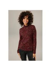 Rollkragenshirt Aniston CASUAL Gr. 40, bunt (schwarz-fuchsia-pink-bordeaux-hellorange-gelb-helltaupe) Damen Shirts in schwarz-bunt-bedruckt oder 4 trendigen Unis