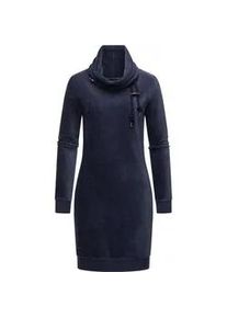 Sweatkleid Ragwear "Chloe Velvet" Gr. M (38), Normalgrößen, blau (navy) Damen Kleider stylisches Langarmkleid in Samtoptik