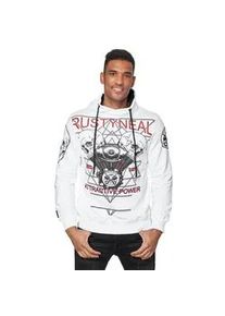 Kapuzensweatshirt Rusty Neal "Rusty Neal Sweater" Gr. M, weiß Herren Sweatshirts mit rockigem Print