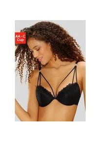 Push-up-BH Lascana Gr. 70, Cup A, schwarz Damen BHs aus Spitze mit hübscher Bändchenoptik, sexy Dessous