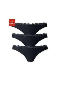 String Lascana Gr. 40/42, schwarz Damen Unterhosen aus elastischer Baumwolle mit zarter Spitze