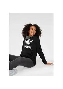 Kapuzensweatshirt Adidas ORIGINALS "TREFOIL HOODIE" Gr. 146, schwarz-weiß (black / white) Kinder Sweatshirts