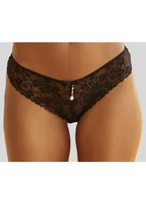 String Lascana Gr. 44/46, schwarz Damen Unterhosen rundherum aus floraler Spitze, Dessous