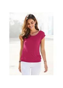 Longshirt Lascana "mit breitem Bund" Gr. 40/42, pink (magenta) Damen Shirts aus weichem Viskose-Stretch