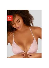 Bralette Lascana Gr. 70, Cup C, rosa (rose, creme) Damen BHs ohne Bügel mit extravaganten Perlen-Trägern, sexy Dessous