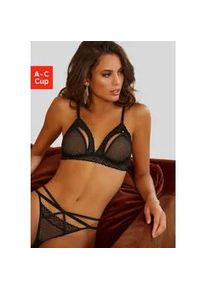 Set: Ouvert-BH Petite Fleur Gold Gr. 80 (40/42), Cup C, schwarz Damen BH-Sets BH-Set Ouvert Bügelloser-BH Triangel-BH Spitzenwäsche Spitzen-BH mit aufknöpfbaren Cups, sexy Dessous, Reizwäsche