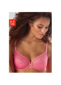 Bügel-BH s.Oliver Gr. 85, Cup D, pink Damen BHs mit transparenten Obercups aus graphischer Spitze, Dessous