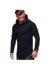 Kapuzensweatshirt behype "B-LEON" Gr. S, schwarz Herren Sweatshirts mit cooler Biker-Steppung