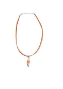 Allgäu Rebell Collier ALLGÄU REBELL "Alma" Gr. one size, Leder, orange Damen Halsketten mit echter SwarovskiPerle