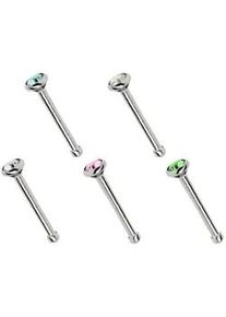 Nasenpiercing ADELIA ́S "Piercing Piercing Nasenpiercing" bunt Damen Piercings Titan Piercing 5 bunte Nasenstecker im Set mit Stopper, Stab 0,8 mm