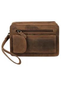 Handgelenktasche BAGAN Gr. B/H/T: 21cm x 13cm x 8cm onesize, braun Damen Taschen echt Leder