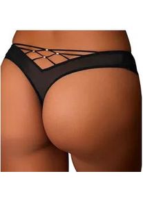 String Lascana Gr. 40/42, schwarz Damen Unterhosen rundherum aus dezent transparenter Spitze