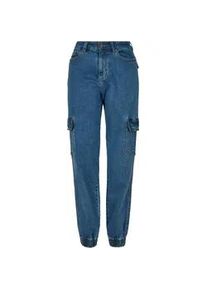 Stoffhose Urban Classics "Urban Classics Damen Ladies Organic Stretch Denim Cargo Pants" Gr. 27, Normalgrößen, blau (cleanblau washed) Damen Hosen