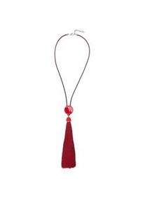 Lange Kette Collezione Alessandro "Pya" Gr. one size, Textil, rot Damen Halsketten mit hochwertigem schimmernden Kunststoffelement