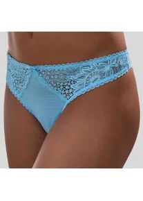 String Vivance Gr. 40/42, blau (aquamarin) Damen Unterhosen mit seitlichen Spitzeneinsätzen in blumiger Optik