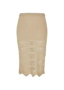 Sommerrock Urban Classics "Urban Classics Damen Ladies 3/4 Crochet Knit Skirt" Gr. 5XL, beige (softseagrass) Damen Röcke