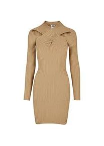 Shirtkleid Urban Classics "Urban Classics Damen Ladies Crossed Rib Knit Dress" Gr. L, US-Größen, beige (unionbeige) Damen Kleider