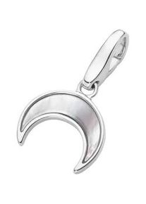 Charm-Einhänger Giorgio Martello MILANO "Mond mit Perlmutt Einlage, Silber 925" Charms weiß (perlmutt) Damen