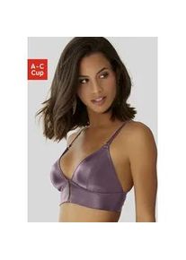 Bralette-BH Petite Fleur Gold Gr. 75, Cup B, lila (aubergine) Damen BHs ohne Bügel in Leder-Optik mit Reißverschluss, Kunstleder, sexy Dessous