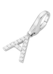 Charm Buchstabe Giorgio Martello MILANO "Buchstabe A, Zirkonia Steine, Silber 925" Charms weiß Damen