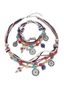 Schmuckset Lascana Schmuck-Sets bunt (blau, rot, weiß, weiß) Armband Halskette Schmuckset Schmuck-Sets Kette und mit vielen kleinen Anhängern