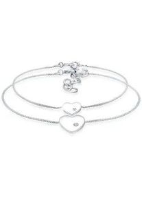 Schmuckset Elli "Herz Kristalle 925 Silber" Schmuck-Sets Gr. OneSize, silberfarben (silber, weiß) Damen