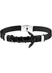 Edelstahlarmband ADELIA ́S "Herren Armband Anker aus Edelstahl 23 cm" Armbänder Gr. 23, Edelstahl, schwarz Herren