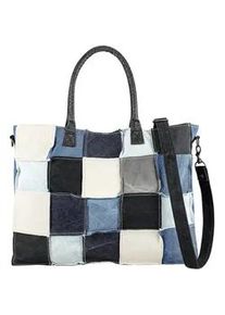 Schultertasche Collezione Alessandro "Patchwork Jeans" Gr. B/H/T: 45cm x 33cm x 9cm one size, blau Damen Taschen aus 45 Jeanspatches genäht