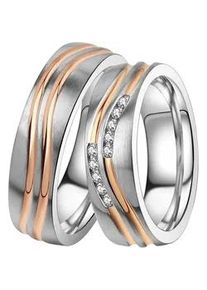 Trauring DOOSTI "Schmuck Geschenk Edelstahl Ehering Partnerring LIEBE" Fingerringe Gr. 60, mit Zirkonia, Edelstahl, 6mm, rosegold (edelstahlfarben, roségoldfarben, kristallweiß) Made in Germany, wahlweise mit oder ohne Zirkonia