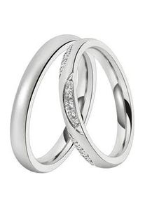 Trauring DOOSTI "Schmuck Geschenk Edelstahl Ehering Partnerring LIEBE" Fingerringe Gr. 58, mit Zirkonia, Edelstahl, 3mm, silberfarben (edelstahlfarben + kristallweiß) wahlweise mit oder ohne Zirkonia