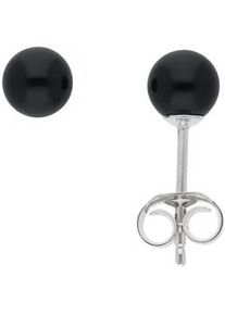 Paar Ohrhänger ADELIA ́S "925 Silber Ohrringe Ohrstecker mit Onyx Ø 5,4 mm" Gr. Damen, Silber 925 (Sterlingsilber), silberfarben (silber) Damen mit Onyx Silberschmuck für