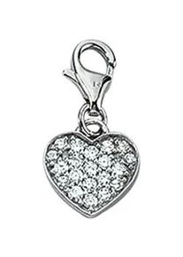 Charm-Einhänger ADELIA ́S "925 Silber Charms Anhänger Herz" silberfarben (silber) Damen mit Zirkonia Silberschmuck für