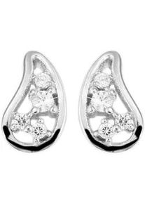 Paar Ohrstecker ADELIA ́S "Damen Tropfen aus 925 Silber mit Zirkonia 10 cm" Ohrringe Gr. Damen, silberfarben (silber) Damen