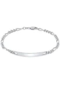 Armband Kuzzoi "Herren ID Platte Figaro Klassisch 925 Silber" Armbänder Gr. 23cm, ohne Stein, Silber 925 (Sterlingsilber), silberfarben (silber) Herren Armbänder mit Gravur