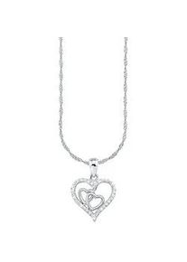 Kette mit Anhänger Amor "Herz, 9188345" Halsketten Gr. Silber 925 (Sterlingsilber), L: 42cm B: 1mm, silberfarben (silber-925) Damen mit Zirkonia (synth.)