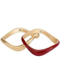 Ring-Set Skagen "KARIANA LIQUID, SKJ1768710" Fingerringe Gr. 17, Edelstahl, 6mm, goldfarben (gelbgoldfarben, rot) Damen mit Emaille