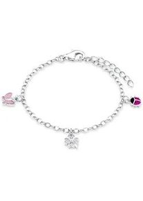 Armband Prinzessin Lillifee "9082414, Marienkäfer, Schmetterling, Kleeblatt" Armbänder Gr. Silber 925 (Sterlingsilber), rosa (silberfarben, rosa, pink, pink) Mädchen mit Zirkonia (synth.)