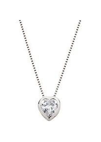 Kette mit Anhänger UNIKE JEWELLERY "CLASSY CLOSED HEART HERZ, UK.CL.1202.0005" Halsketten Gr. Silber 925 (Sterlingsilber), L: 47cm, silberfarben (silberfarben, kristallweiß) Damen mit Zirkonia (synth.)