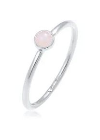 Fingerring Elli "Rosenquarz Edelstein Stabelring 925er Silber" Fingerringe Gr. 58mm, mit Steinen, Silber 925 (Sterlingsilber), silberfarben (silber, rosa) Damen