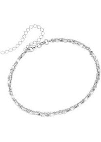 Fußkette Smart Jewel "zweireihig, ovale Plättchen, Ankerkette, Silber 925" Fußkettchen Gr. 28cm, Silber 925 (Sterlingsilber), silberfarben (silber) Damen