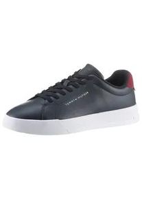 Plateausneaker Tommy Hilfiger "TH COURT LEATHER GRAIN ESS" Gr. 41, bunt (dunkelblau, dunkelrot) Herren Schuhe Freizeitschuh, Halbschuh, Schnürschuh mit Logoschriftzug