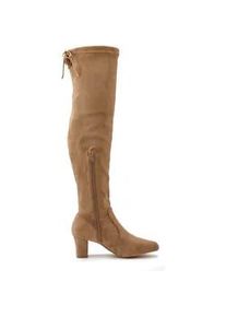 Overkneestiefel Lascana Gr. 43, Varioschaft, braun (sand) Damen Schuhe Slouchy Boots,Langschaft Stiefel,Schlupf-Boot, weiches Stretchmaterial